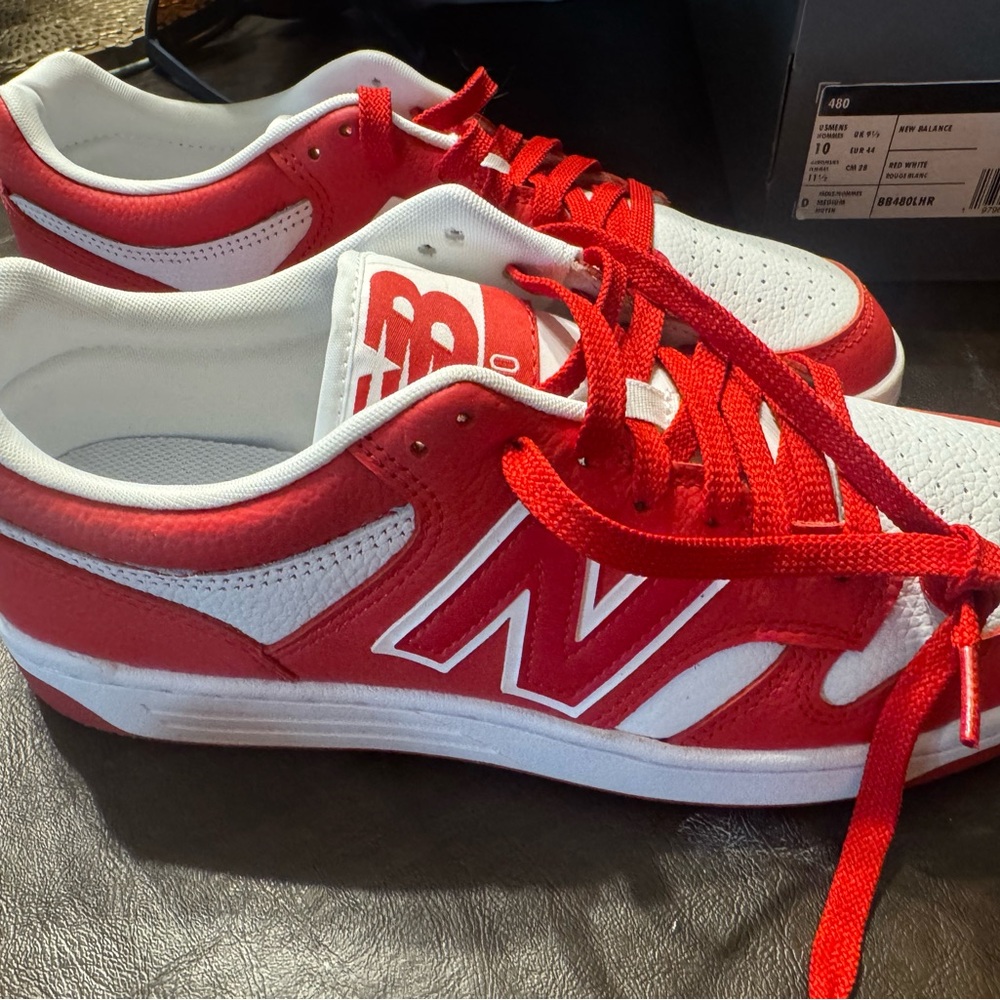 New Balance BB480LHR Red and White Shoes